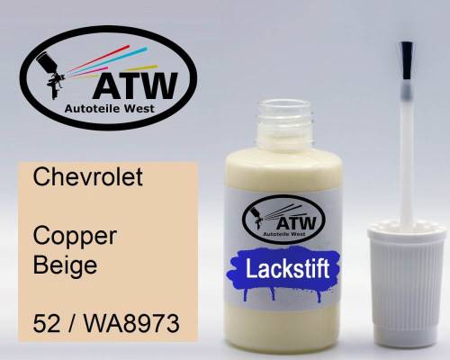 Chevrolet, Copper Beige, 52 / WA8973: 20ml Lackstift, von ATW Autoteile West.